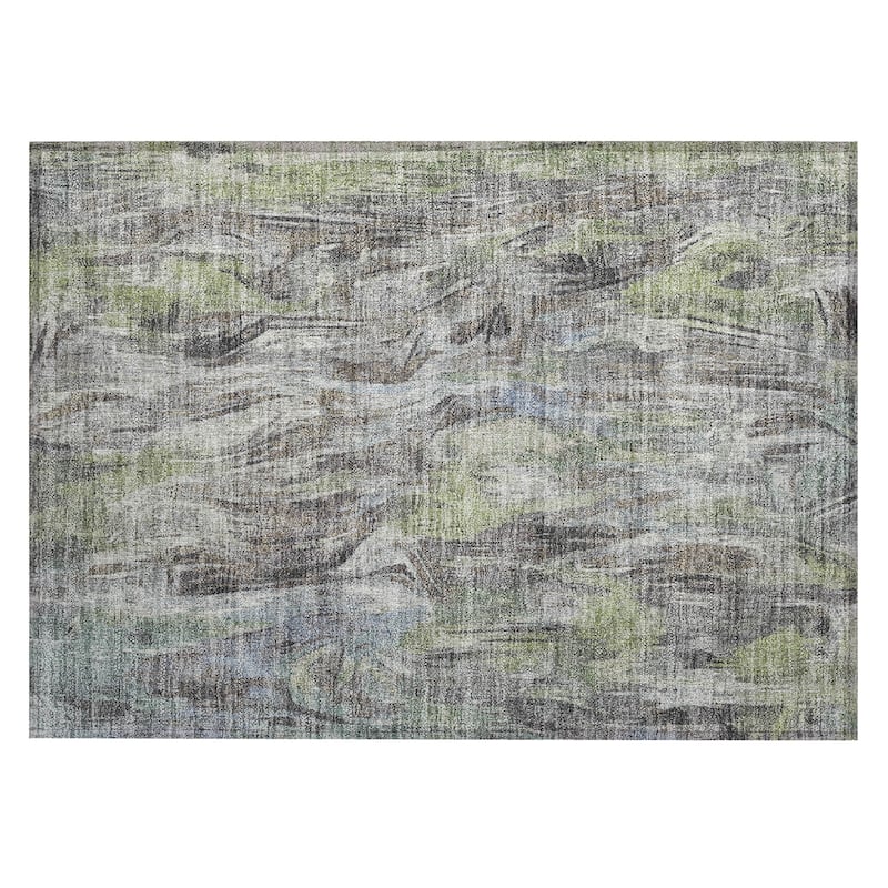 Machine Washable Indoor/ Outdoor Brushstrokes Modern Chantille Rug