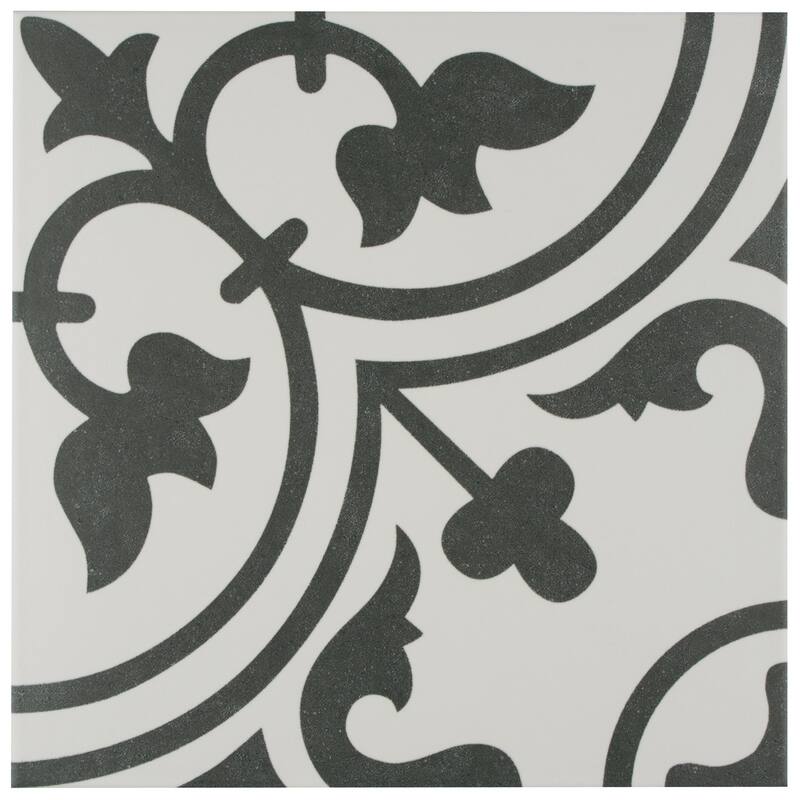 Merola Tile Arte White Encaustic 9.75" x 9.75" Porcelain Floor and Wall Tile