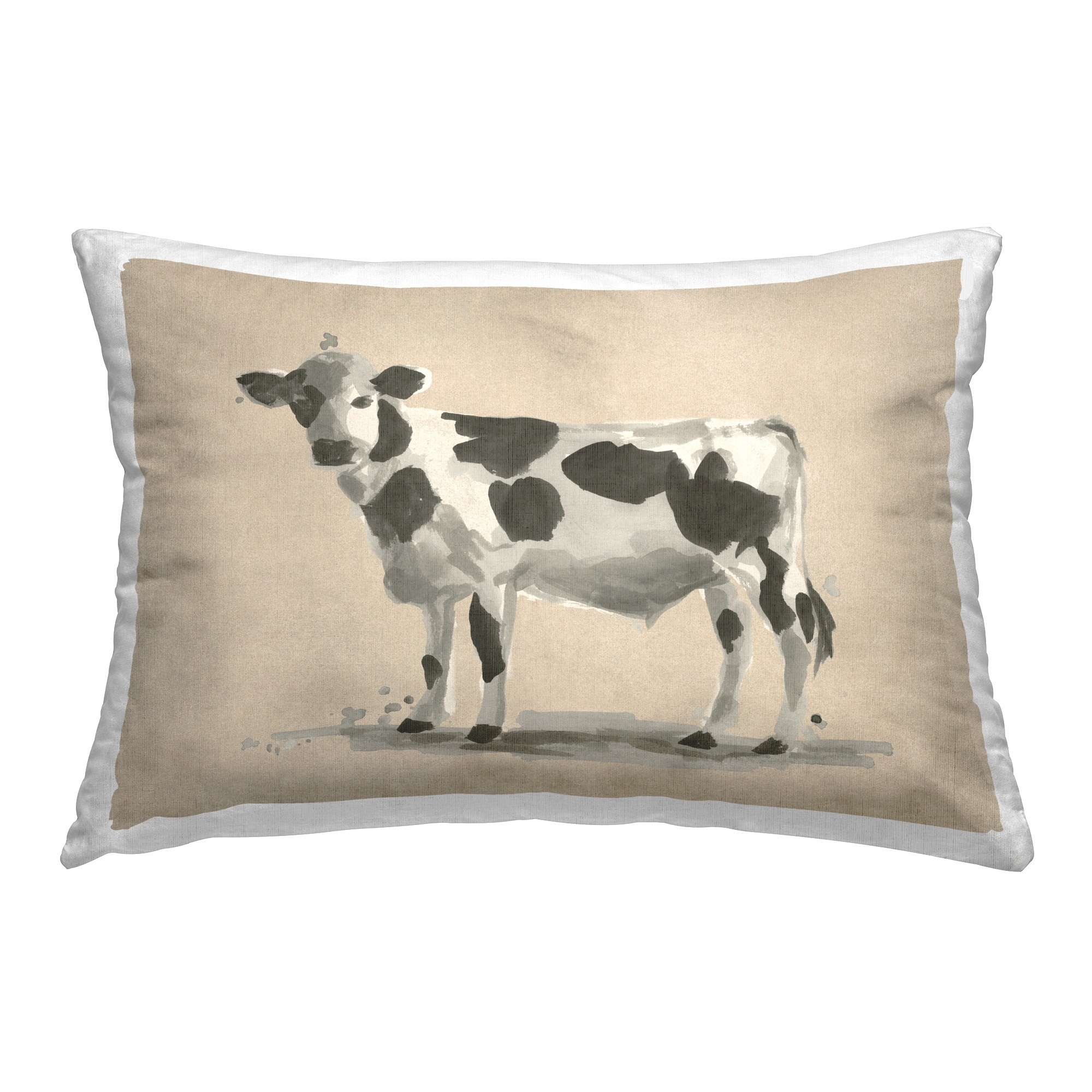 Stupell Minimal Cow Painting Decorative Printed Throw Pillow Design by June Erica Vess
