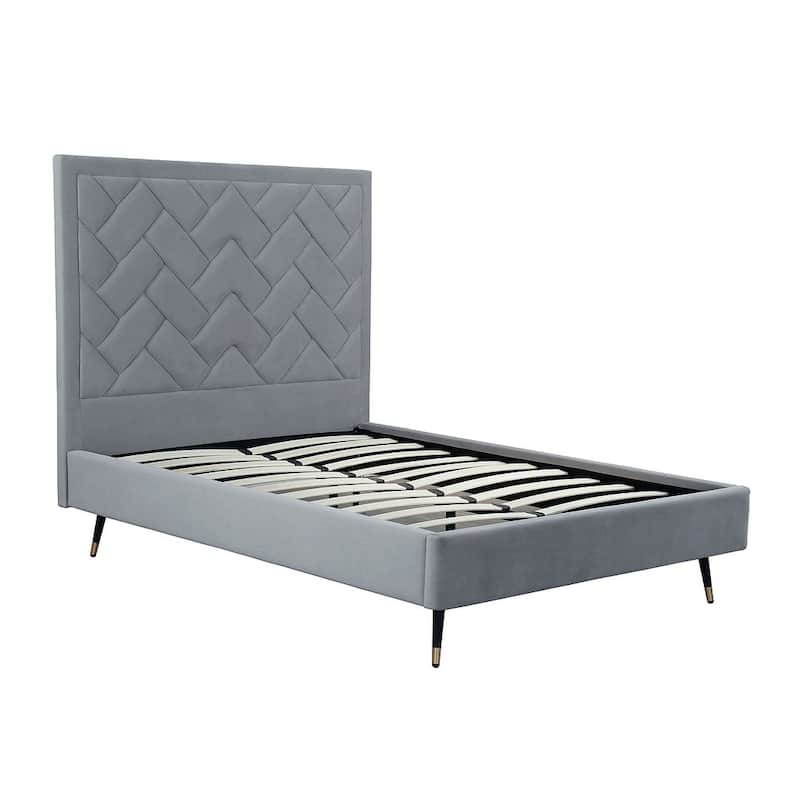 Manhattan Comfort Crosby Modern Velvet Upholstered Bed