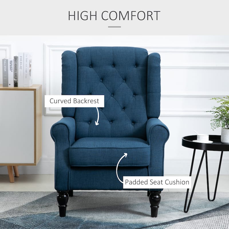 Blue 29.25" High Back Tufted Accent Chair with Armrests
