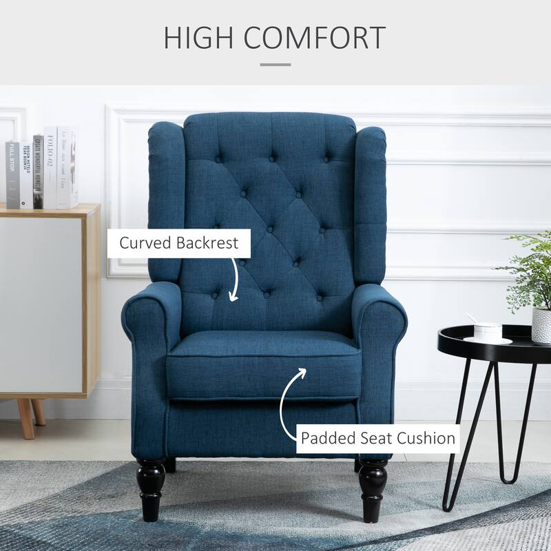 Modern 29.25" High Back Upholstered Buttons Tufted Accent Chair with Rounded Cushioned Armrests and Thick Padded Seat
