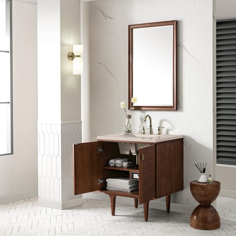 James Martin Vanities Amberly 30" Single Vanity, Mid-Century Walnut