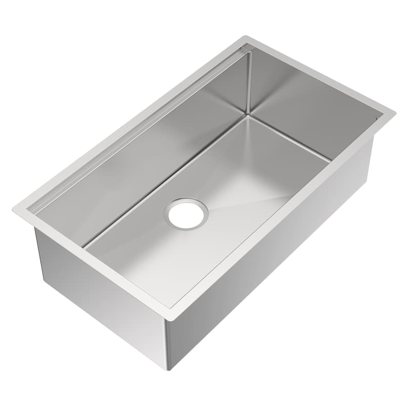 Whitehaus Undermount Single Bowl 16 Gauge Brushed Stainless Steel Workstation Sink With Accessories