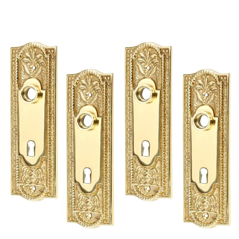 Brass Door Escutcheon Keyhole Cover Back Plate 7 1/4" L with Keyhole Cover Tarnish Resistant Pack of 4 Renovators Supply