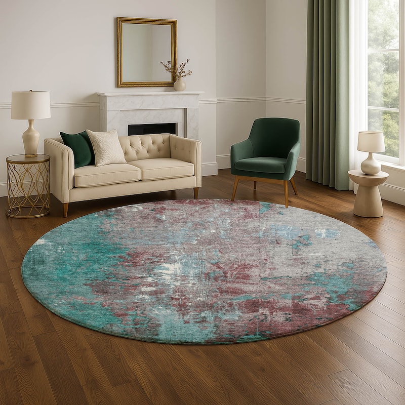 Premium Washable Super Soft Abstract Chic Mayfield Rug - Turquoise - 8' x 8'