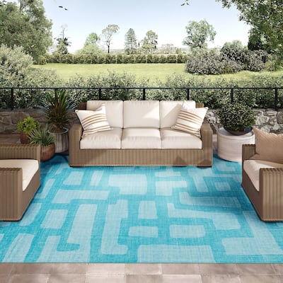 Indoor/ Outdoor Addison Yuma Modern Cobblestone Washable Area Rug