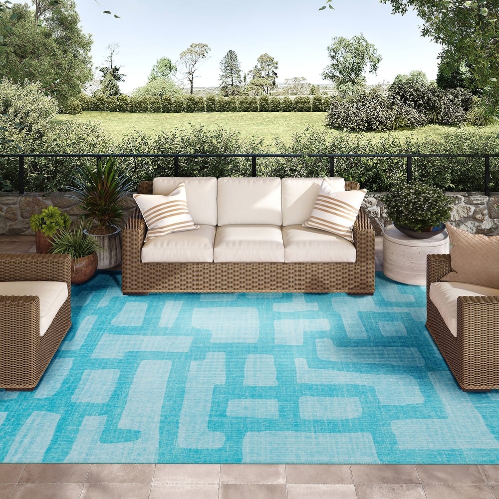 Indoor/ Outdoor Addison Yuma Modern Cobblestone Washable Area Rug