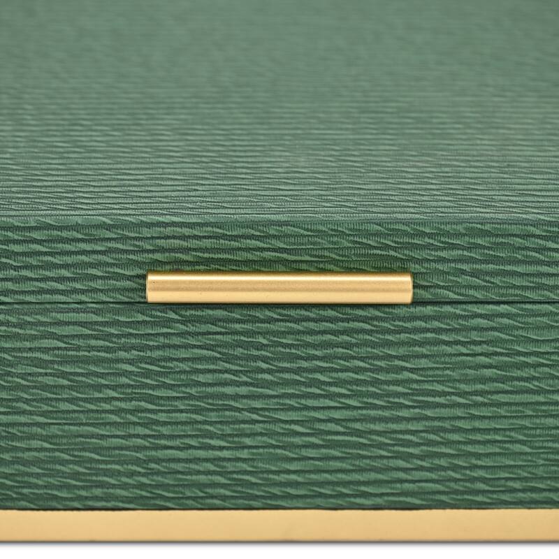 Retro Striped Rectangular Nesting Boxes - 11.75" - Green and Gold - Set of 2