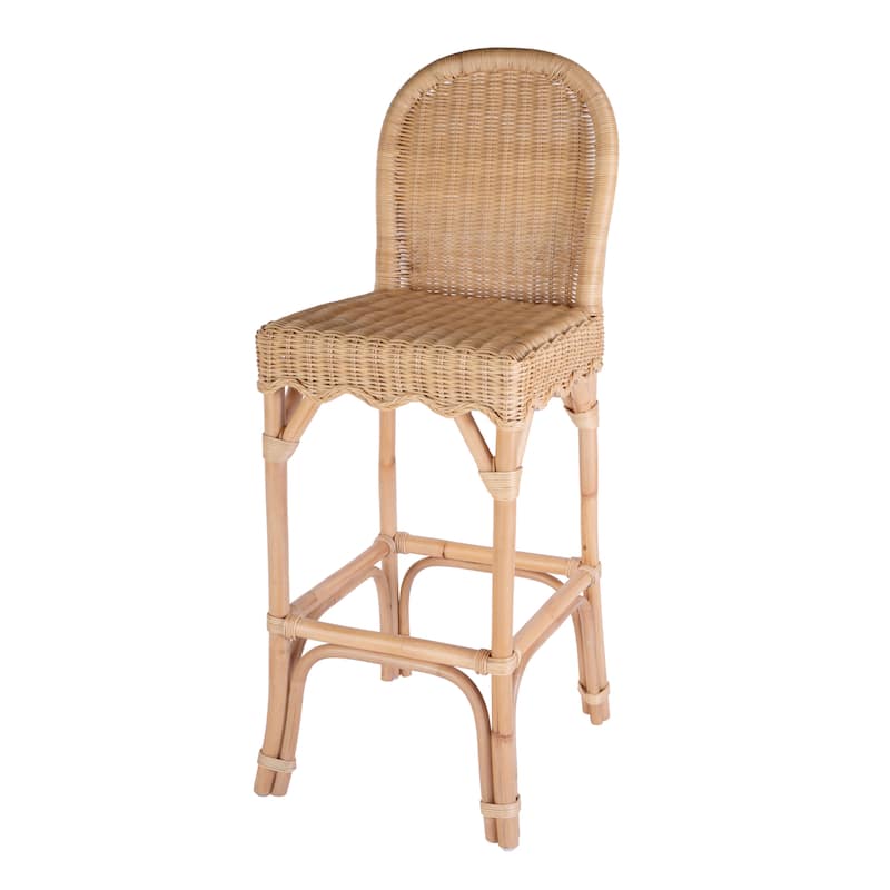 Flora Rattan 30" Scalloped Edge Bar Stool