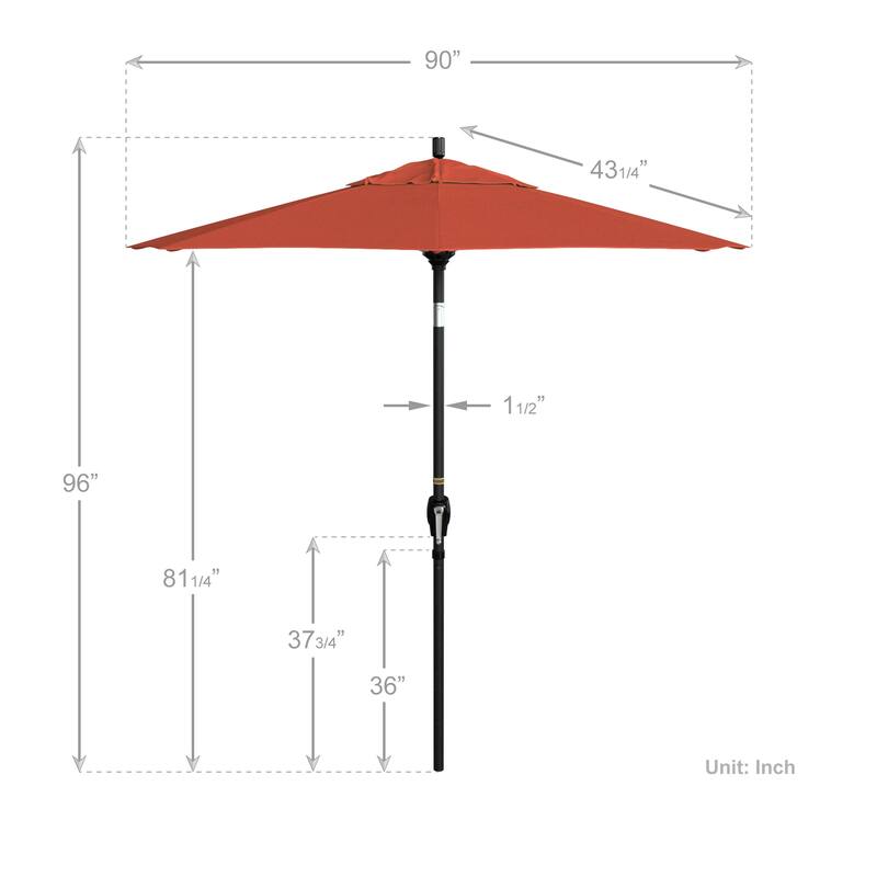California Umbrella 75' Round Crank Lift Push Button Tilt Black Aluminum Patio Umbrella, Olefin