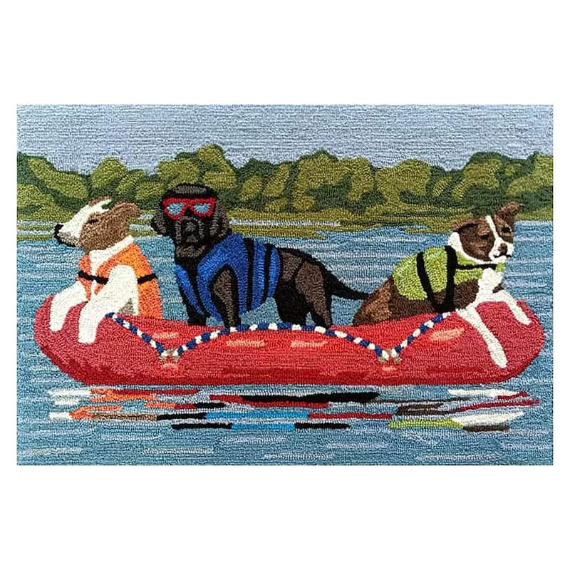 Liora Manne Frontporch Rafting Dogs Indoor/Outdoor Area Rug