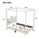 preview thumbnail 34 of 39, Canvas-upholstered Canopy Bed - Platform Wingback Bed Frame with USB, Type-C Ports Headboard, 4 Canopy Columns, 2 Sides Pocket