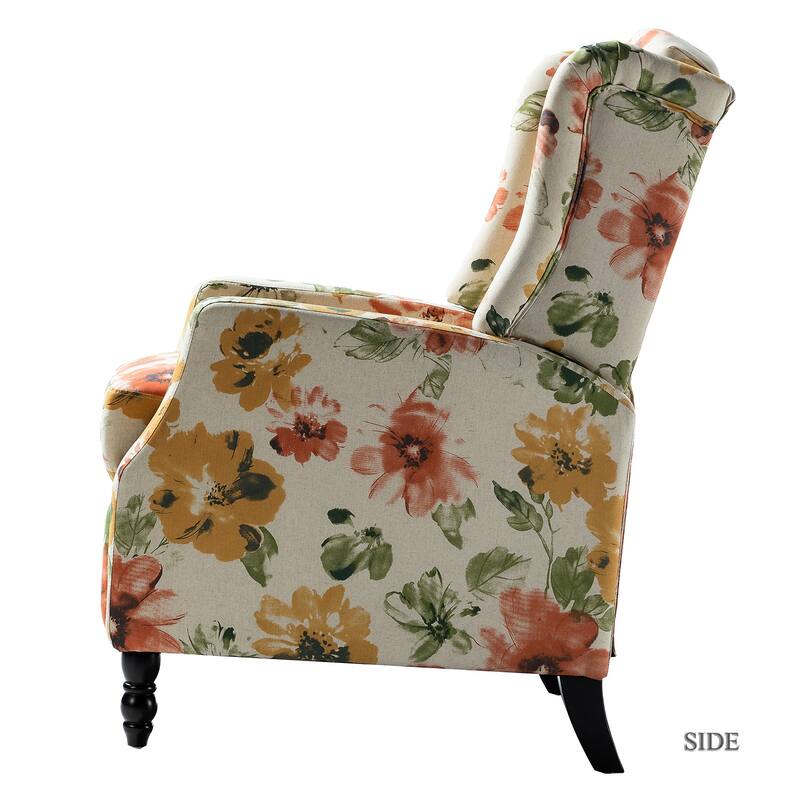 Damaris Mid-Century Modern Manual Pushback Recliner with Wingback Design by HULALA HOME