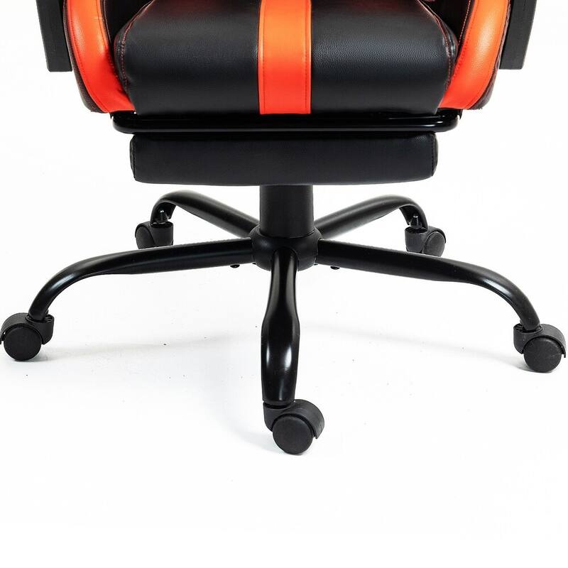 EROMMY RGB LED Gaming Chair with Thickened Massage Lumbar Pillow & Upgraded Footrest, Reclining Ergonomic Chair