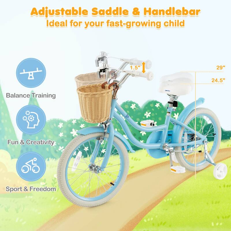Prorider 18" Kid's Bike with Training Wheels Adjustable Handlebar Seat - See Details