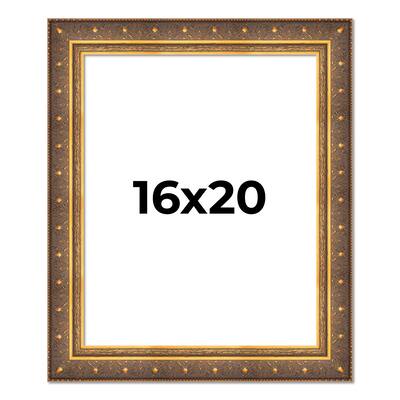 16x20 Frame Vintage Gold Solid Wood Picture Frame | 2.5 Inch Moulding