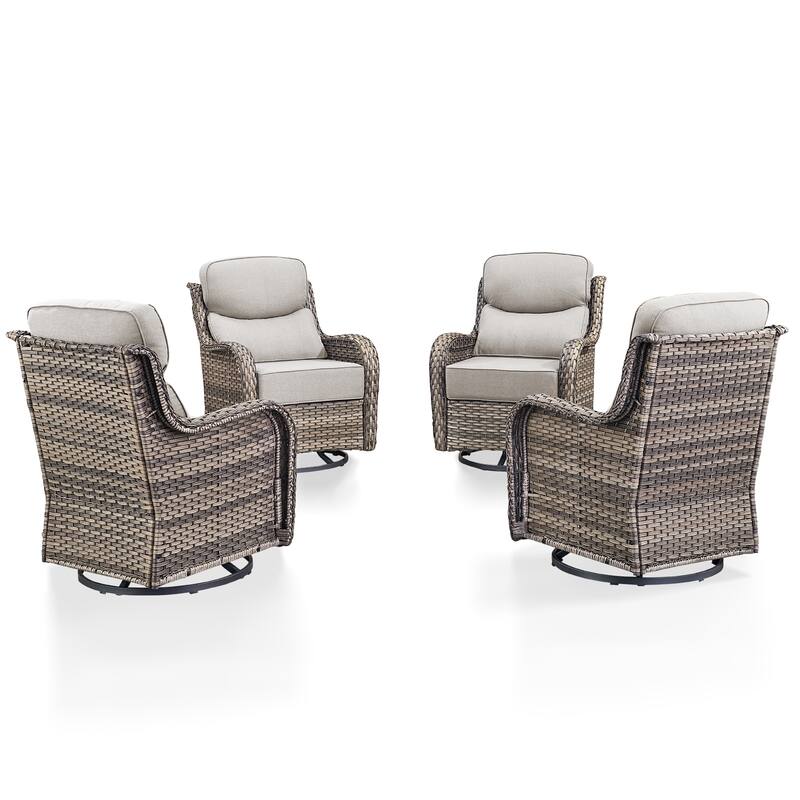 Arcadia Wicker Patio Swivel Glider Chairs with 6-Inch Cushions (4-Pack)
