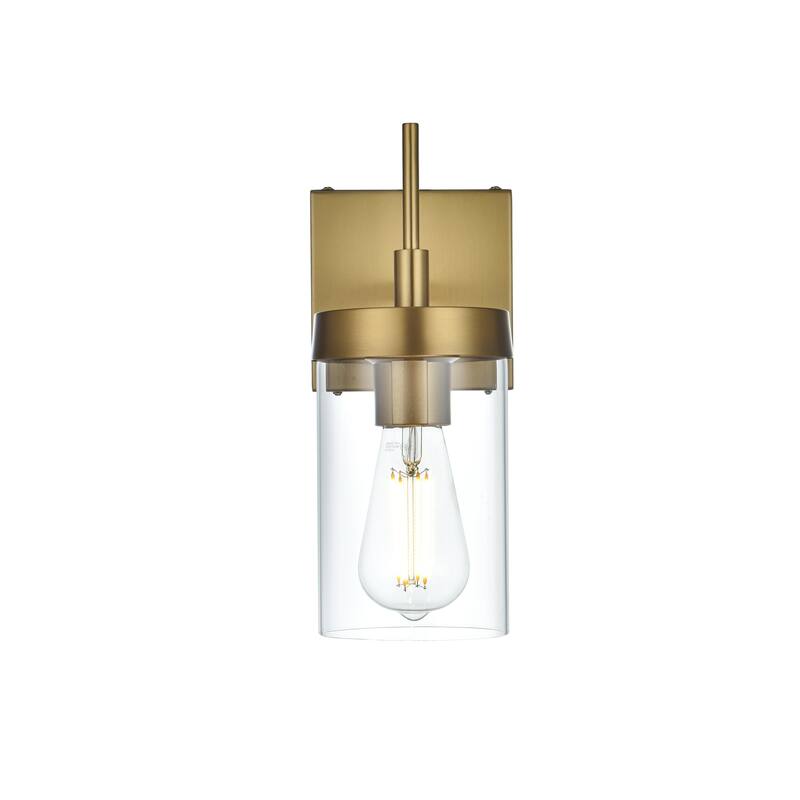 Bento 1 Light Black and Clear Bath Sconce