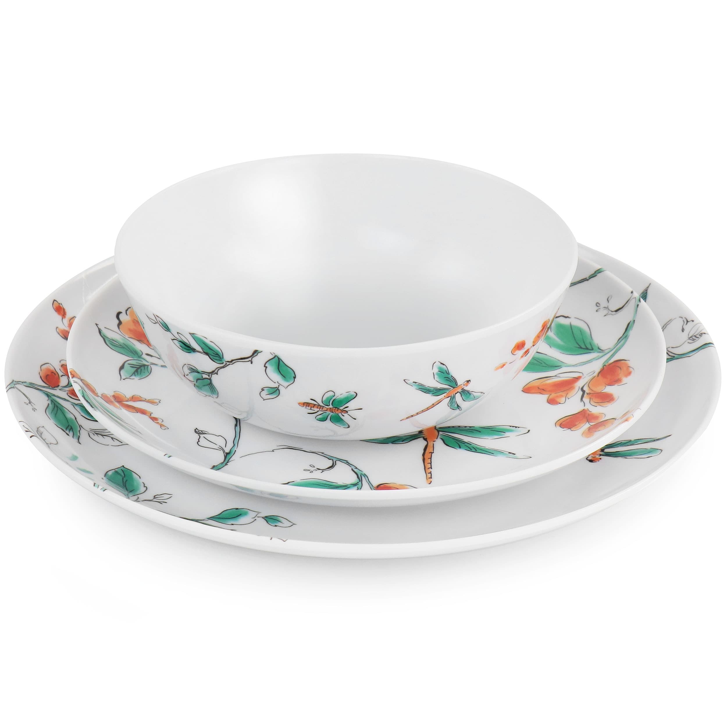 12 Piece Dragonfly Melamine Dinnerware Set 12 Piece Bed Bath