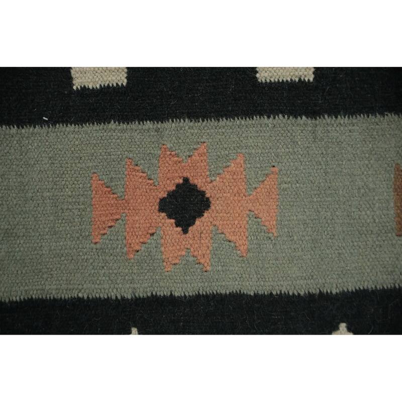 Hand Woven Oriental 100% Wool Carpet Southwestern Tribal Navy Blue & Blues Kilim Area Rug - 10' 0'' X 5' 3''