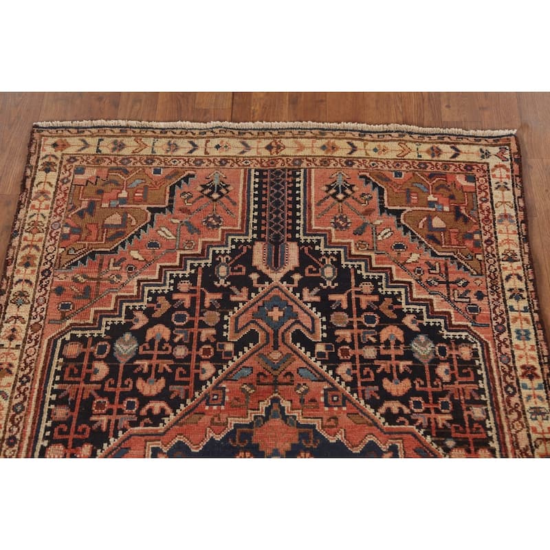 Hamedan Antique Persian Accent Rug Handmade Wool Carpet - 3'4"x 5'10"