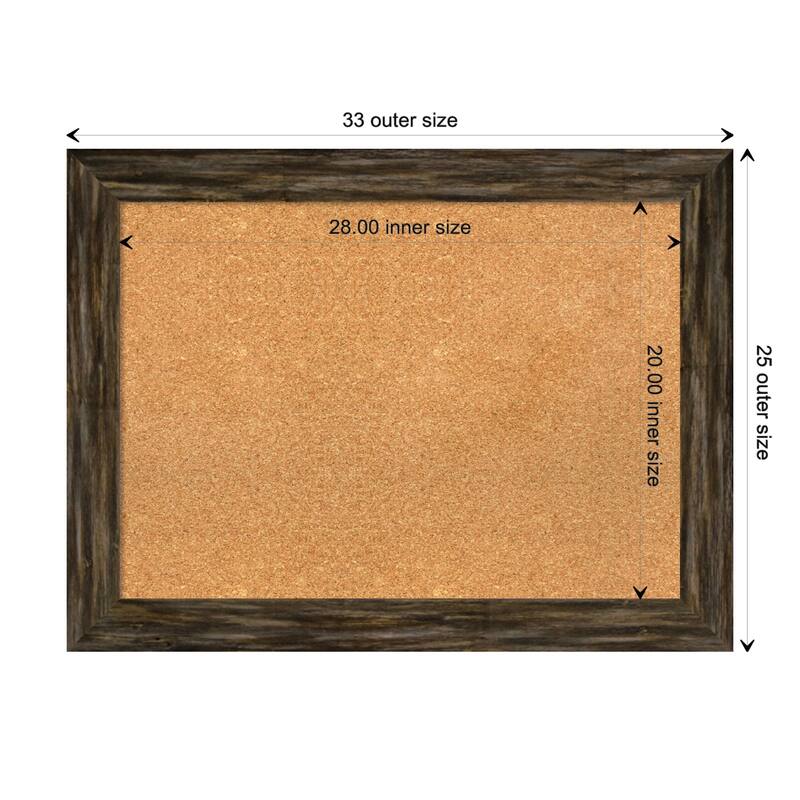 Fencepost Narrow Wood Framed Natural Corkboard Bulletin Board - Fencepost Brown Narrow - Board Size 28x20