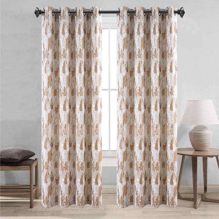 Rossi Jacquard Plaster Texture Grommet Window Curtain Panel, 54x90 Inches - 54 x 90 Inches - Mocha