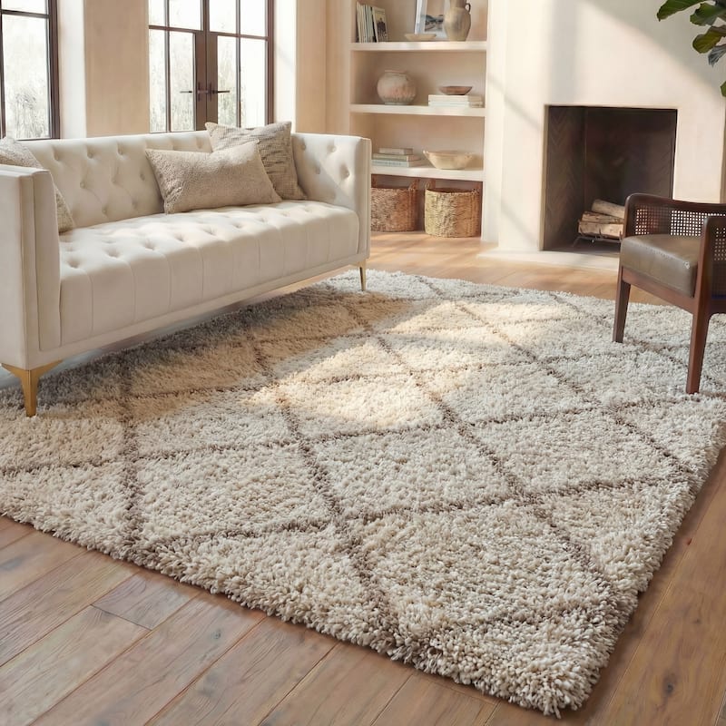 SAFAVIEH Hudson Shag Raili Diamond Trellis 2-inch Thick Rug
