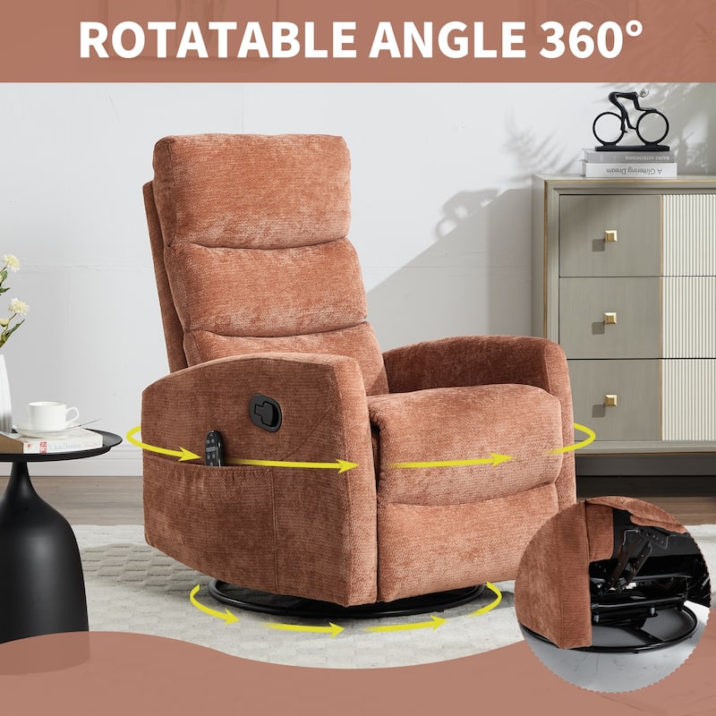 360° Swivel Rocking Recliner with Heat & Massage in Chenille Fabric