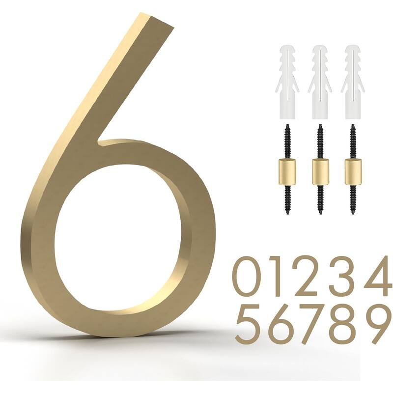 Mega Handles Modern Metal House Numbers | Heavy Duty Outdoor Address Digits | Easy to Install, Floating or Flush Mount Design