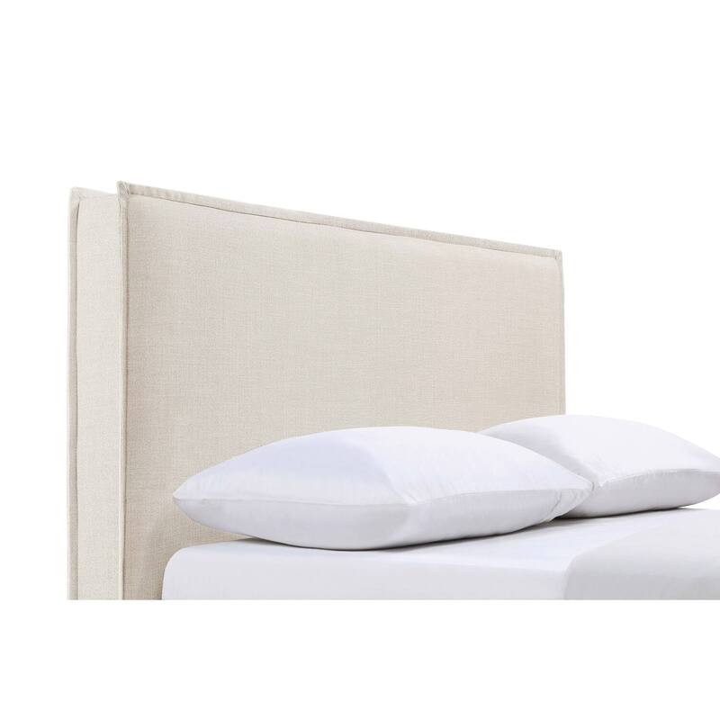 Upholstered Headboard in Sand Fabric with Padded Design and Comfortable Modern Twin Size Look