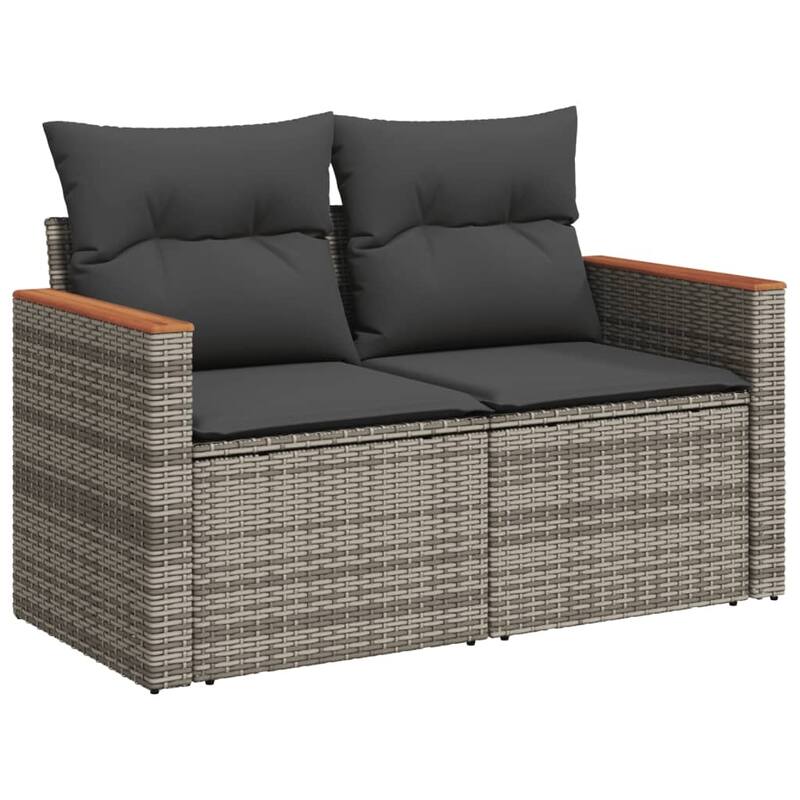 vidaXL Patio Sofa Set with Cushions Outdoor Furniture 9 Piece Poly Rattan