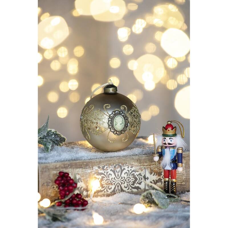 D3.9" Christmas Ball Ornaments, Glass Decorative Hanging Ball Christmas Tree Ornaments for Holiday Decorations, Set of 6