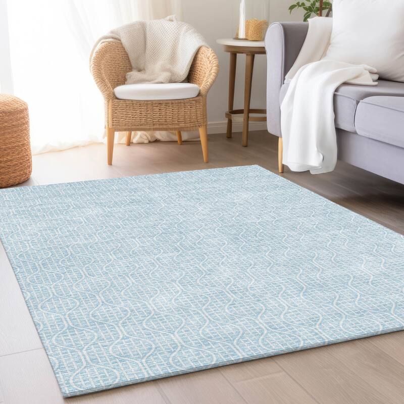 Premium Washable Super Soft Modern Teardrop Mayfield Rug - Sky - 5' x 7'6"