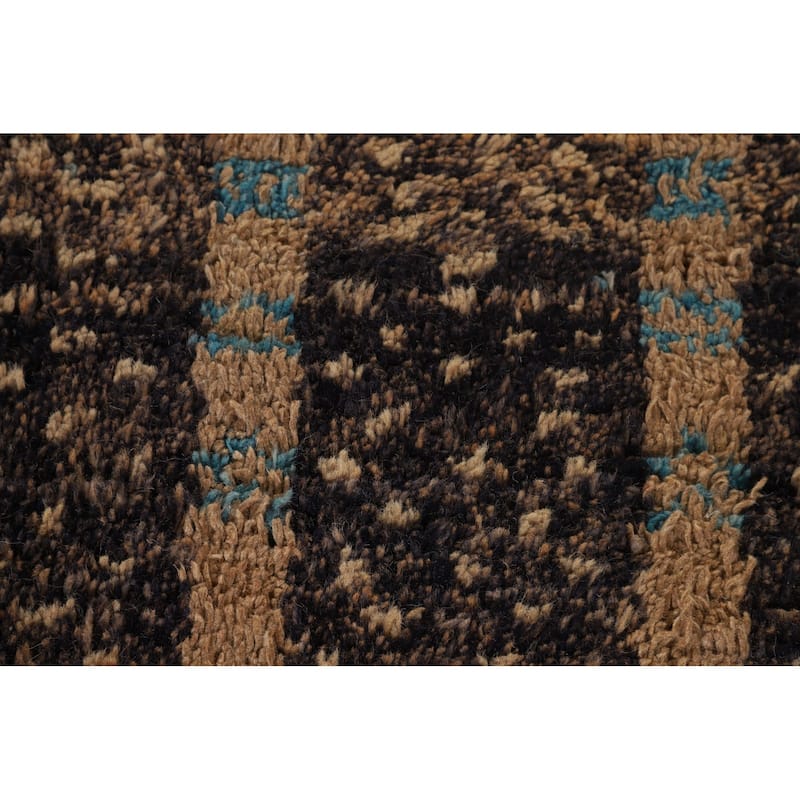 Brown Moroccan Large Oriental Area Rug Hand-Knotted Wool Carpet - 9'6" x 14'6"