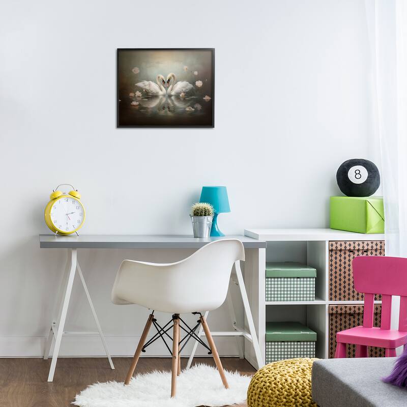 Stupell Romantic Swans Reflection Framed Giclee Art Design By Arlington Prints