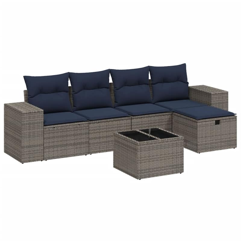 vidaXL Garden Sofa Set Beige/Black/Brown/Grey