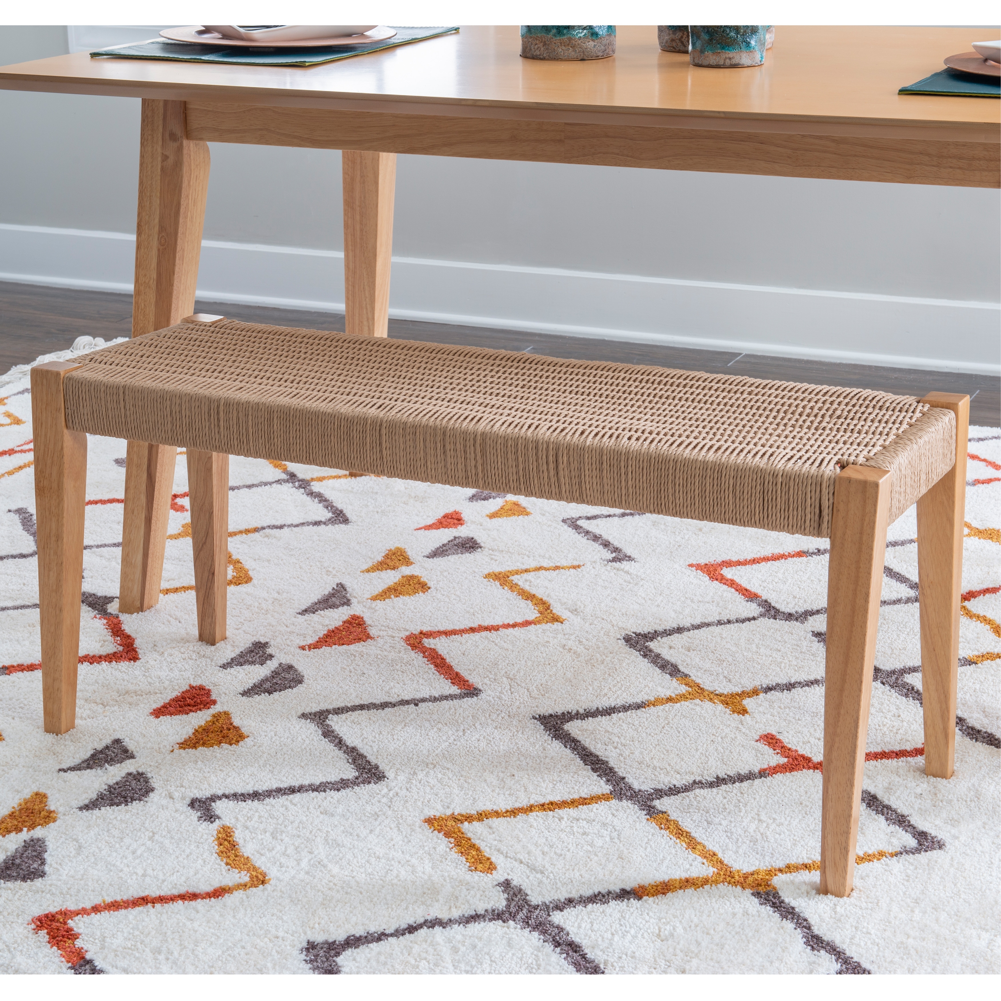 Woven dining 2024 bench