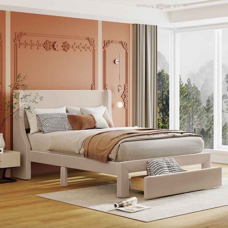 Sleeplanner 47 inch tall wood sales platform bed with headboard