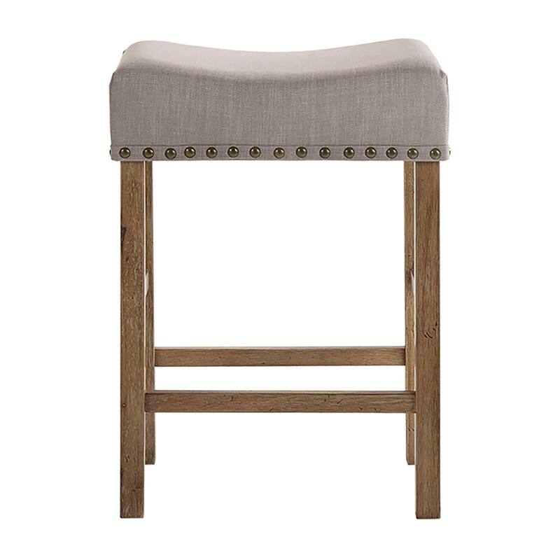 Tan and Weathered Oak Counter Height Stools (Set of 2) - Grey