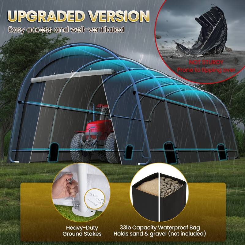 Domed Carport with 4 Cloth Bags