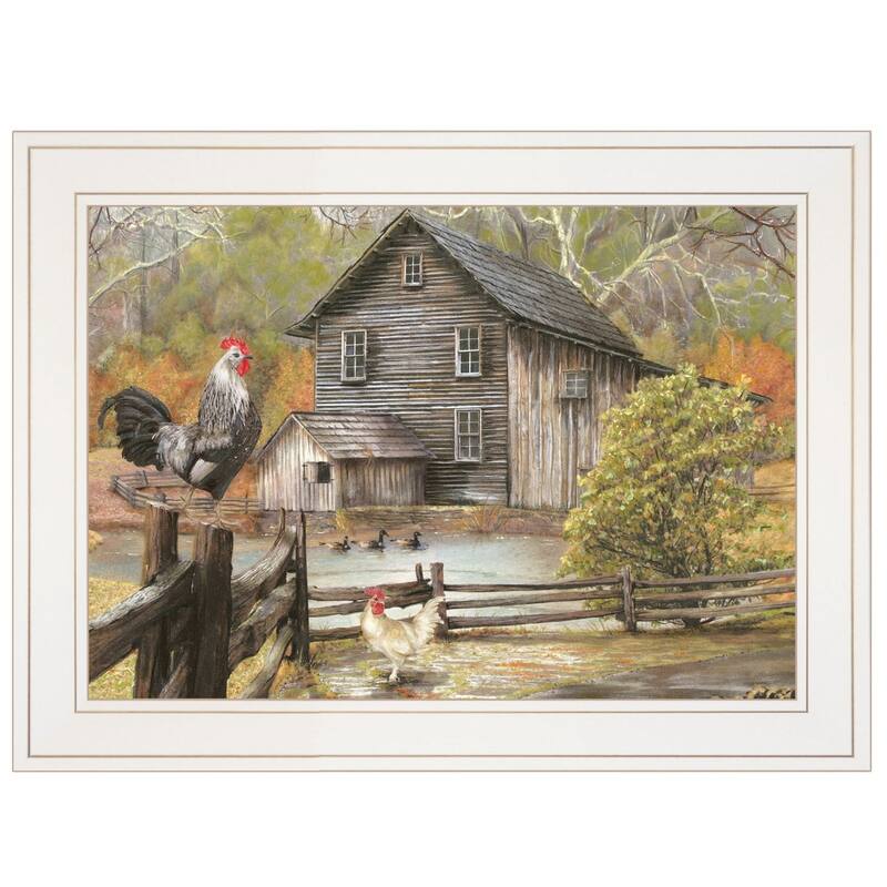 TrendyDecor4U Farmhouse "Down on the Farm I" Framed Print Wall Art by Ed Wargo - Multi-Color