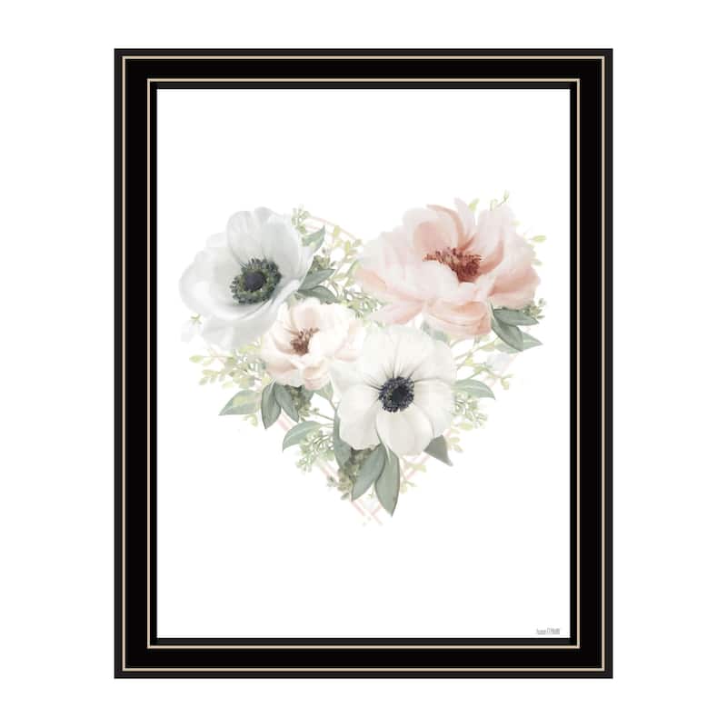 TrendyDecor4U Contemporary "Floral Heart" Framed Print Wall Art - Multi