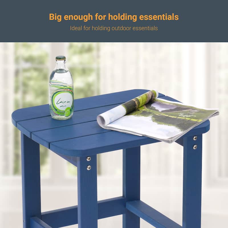 LIVOOSUN Patio Adirondack Plastic Wood Outdoor Side Table for Deck