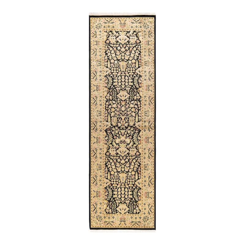 Overton Handknotted Wool Traditional Oriental Black Runner - Black - Runner