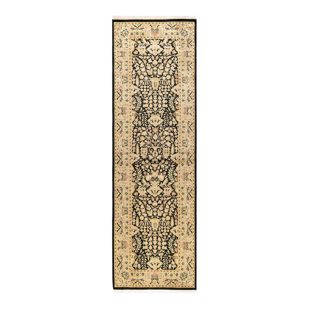 Overton Handknotted Wool Traditional Oriental Black Runner
