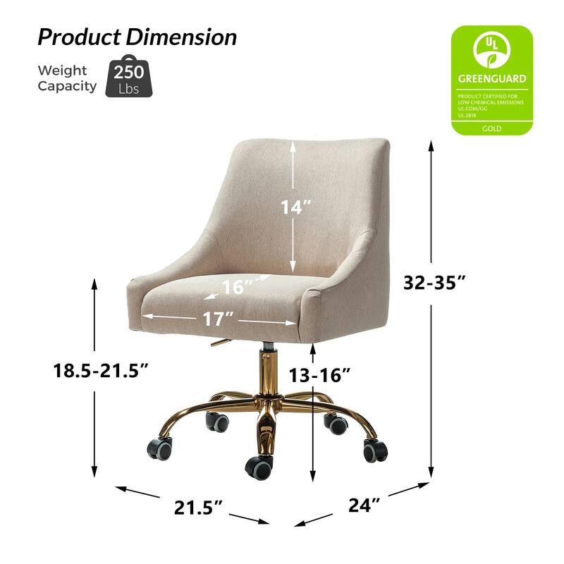 Carina Modern Upholstery Task Chair with Golden Base by HULALA HOME