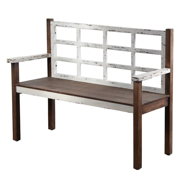 StyleCraft SC-AF25113DS 50 1/2" Wide Wood Framed Bench with Distressed Finish - Distressed White