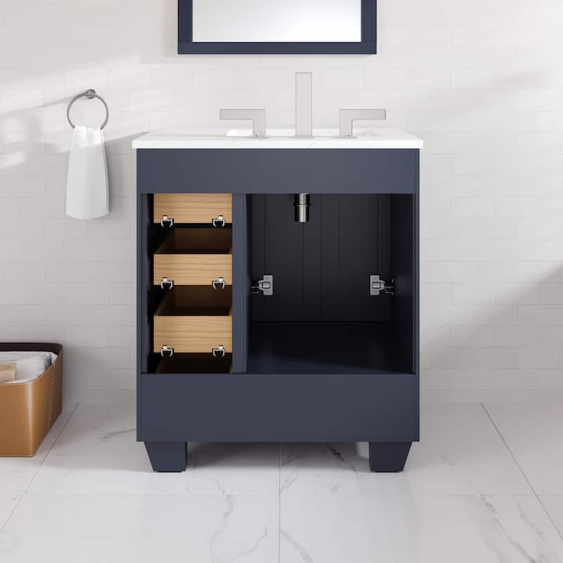 Eviva Acclaim 28 in. Bath Vanity with White Carrara Quartz Top